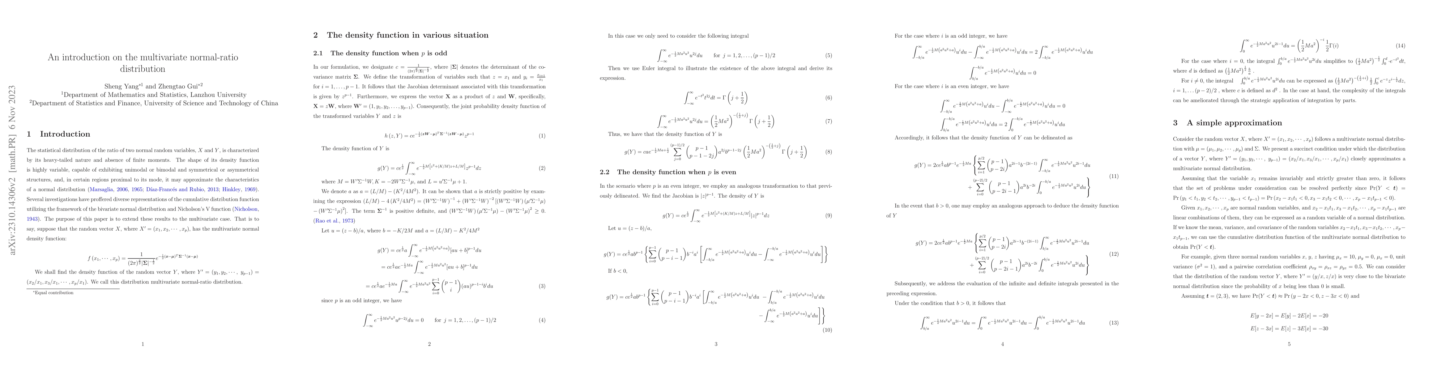 Thumbnail for An introduction on the multivariate normal-ratio distribution