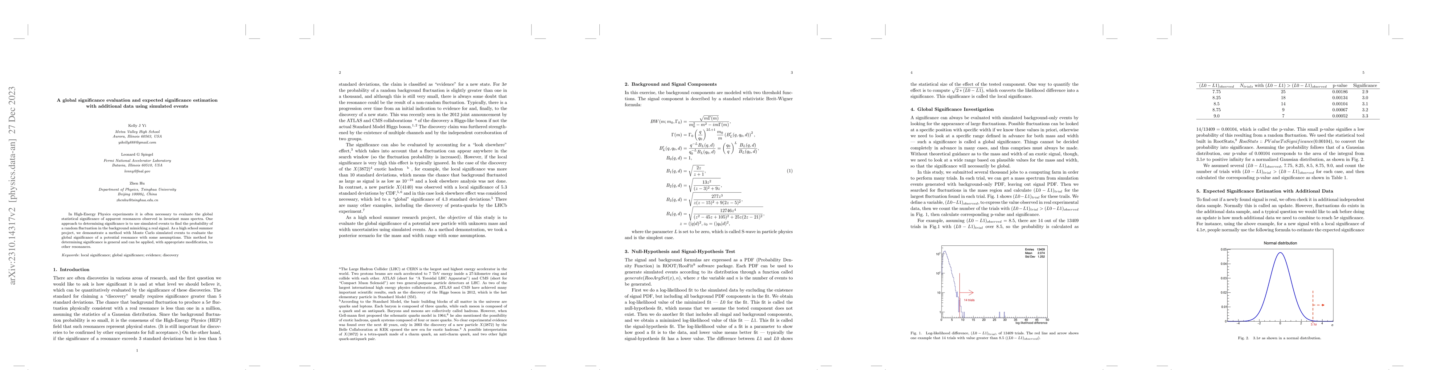 Thumbnail for A global significance evaluation method using simulated events