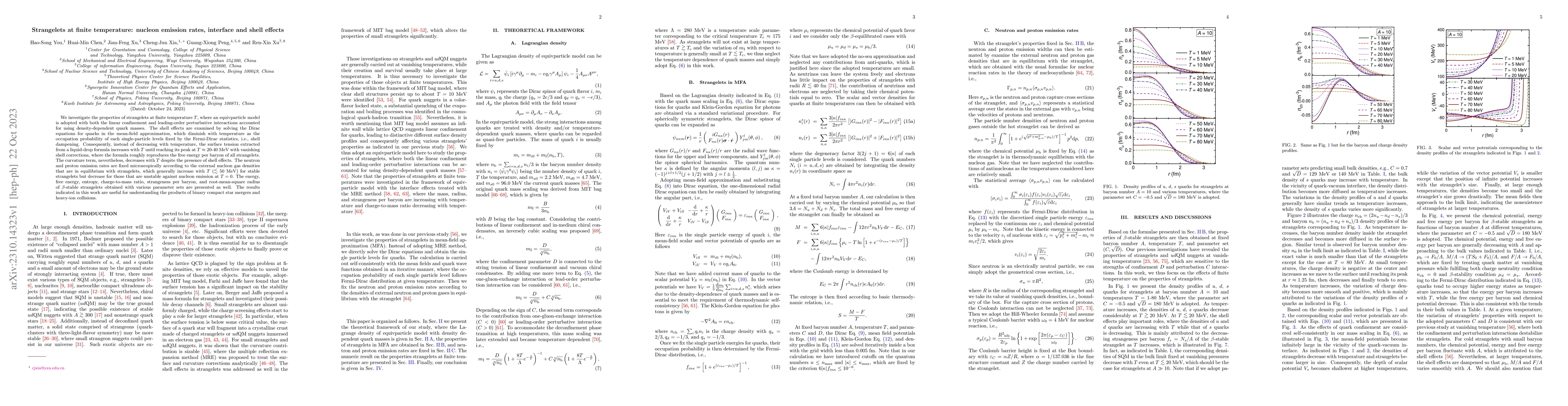 Thumbnail for Strangelets at finite temperature: nucleon emission rates, interface and
  shell effects