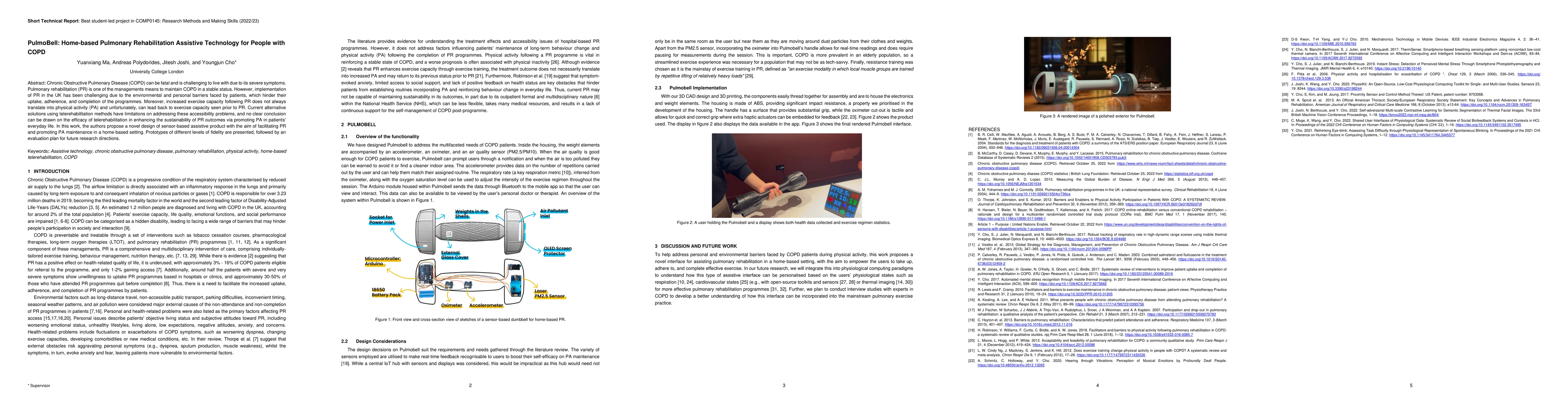 Thumbnail for PulmoBell: Home-based Pulmonary Rehabilitation Assistive Technology for
  People with COPD