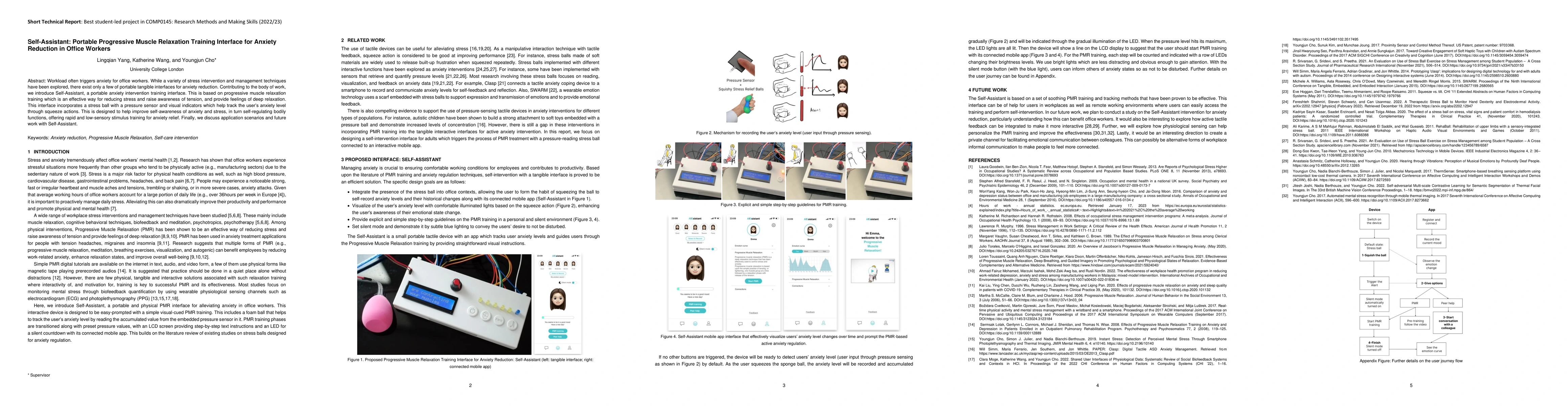 Thumbnail for Self-Assistant: Portable Progressive Muscle Relaxation Training
  Interface for Anxiety Reduction in Office Workers