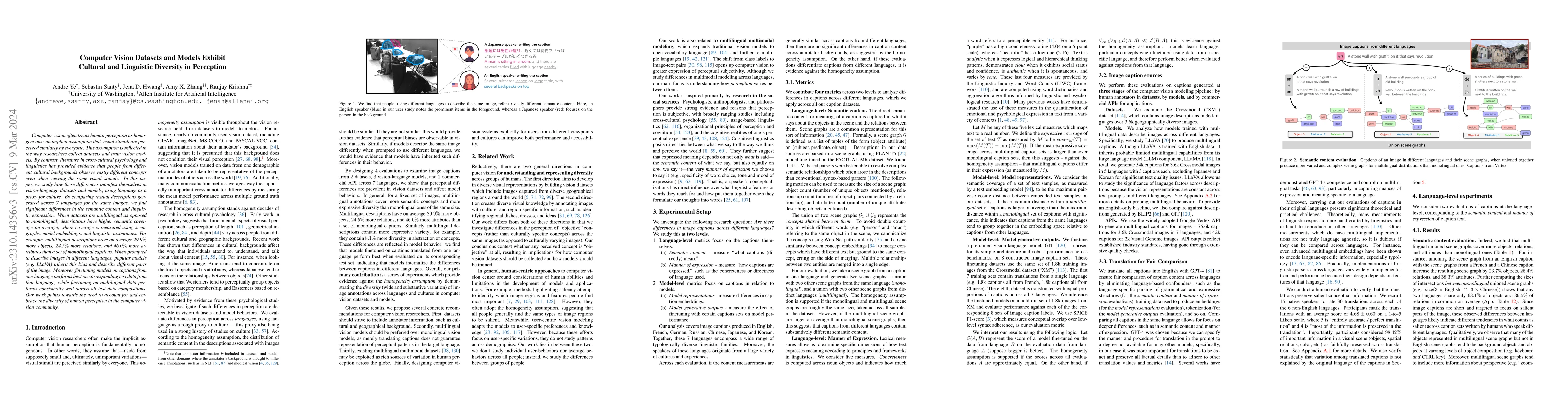 Thumbnail for Computer Vision Datasets and Models Exhibit Cultural and Linguistic
  Diversity in Perception