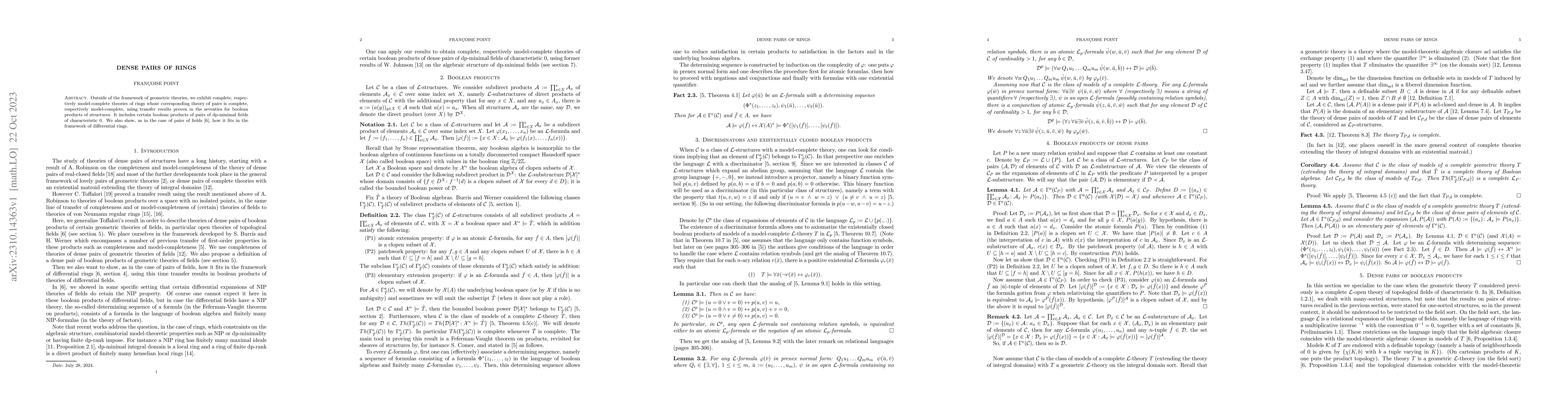 Thumbnail for Dense pairs of rings
