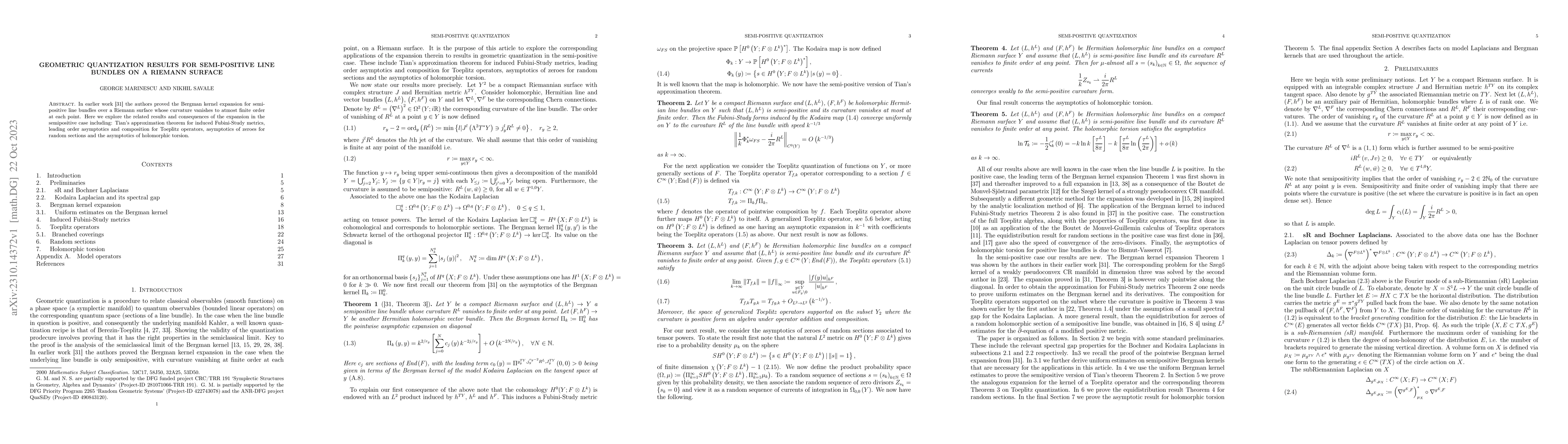 Thumbnail for Geometric quantization results for semi-positive line bundles on a
  Riemann surface