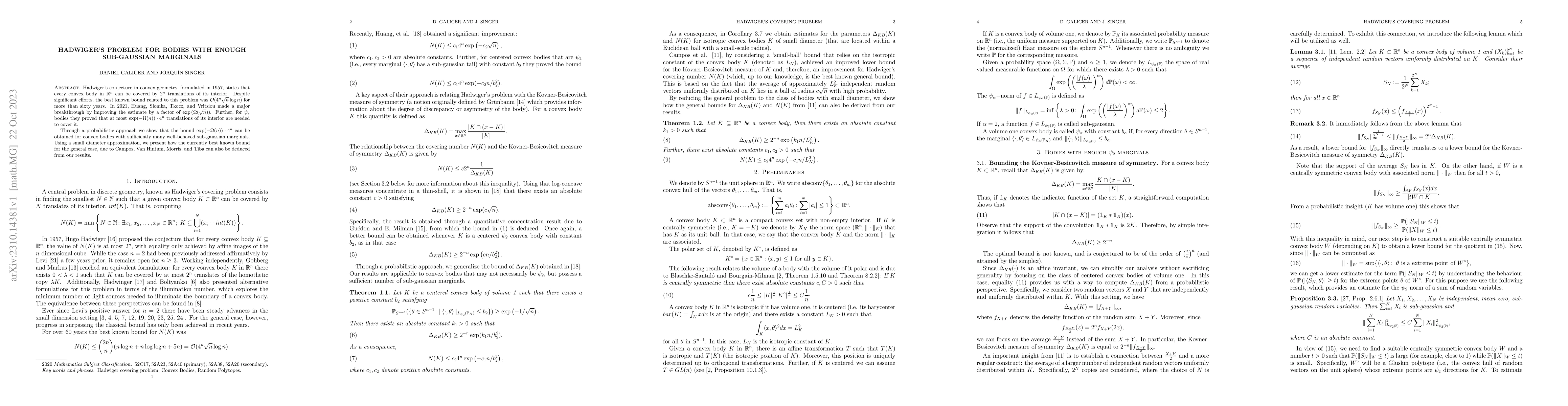 Thumbnail for Hadwiger's problem for bodies with enough sub-Gaussian marginals