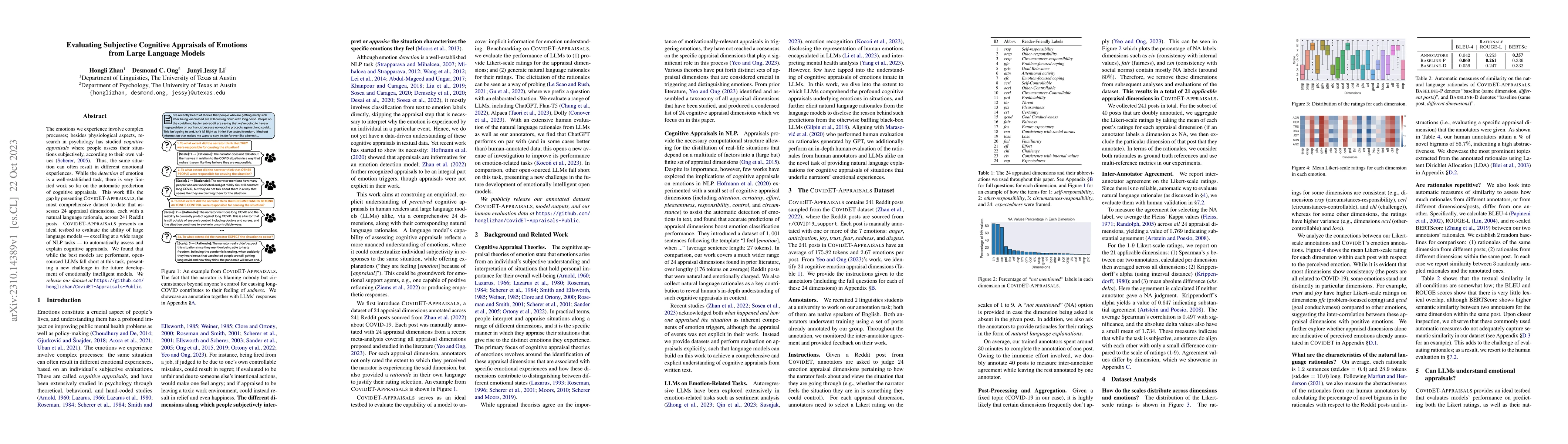 Thumbnail for Evaluating Subjective Cognitive Appraisals of Emotions from Large
  Language Models