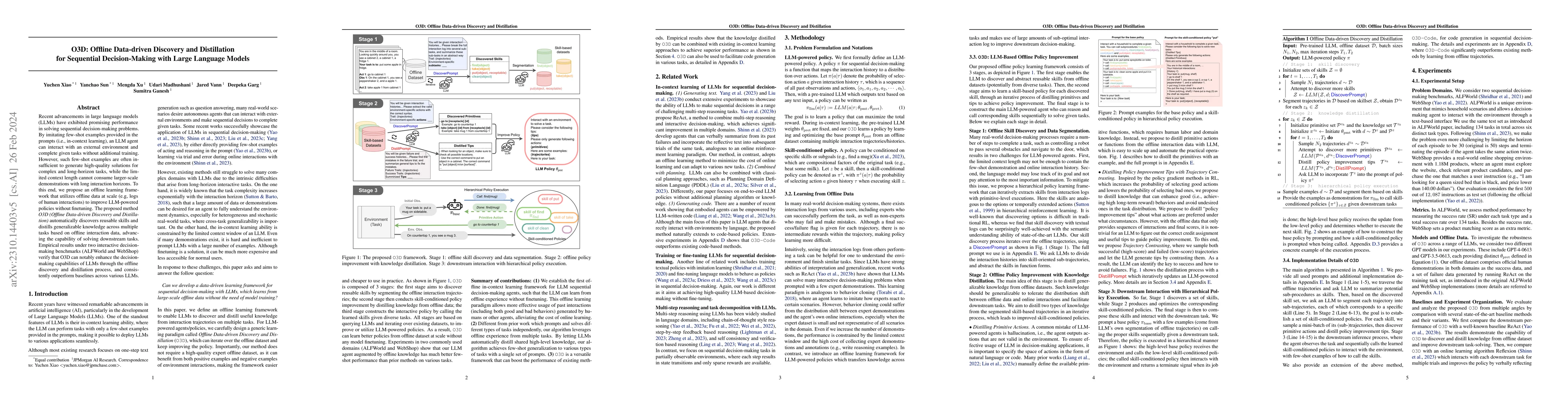 Thumbnail for O3D: Offline Data-driven Discovery and Distillation for Sequential
  Decision-Making with Large Language Models