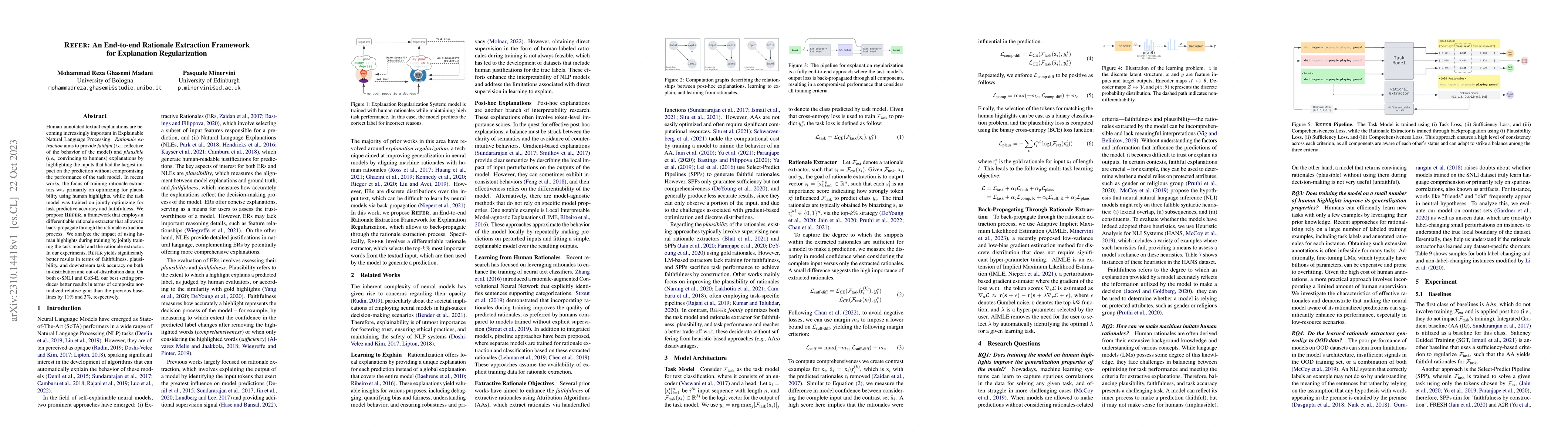 Thumbnail for REFER: An End-to-end Rationale Extraction Framework for Explanation
  Regularization