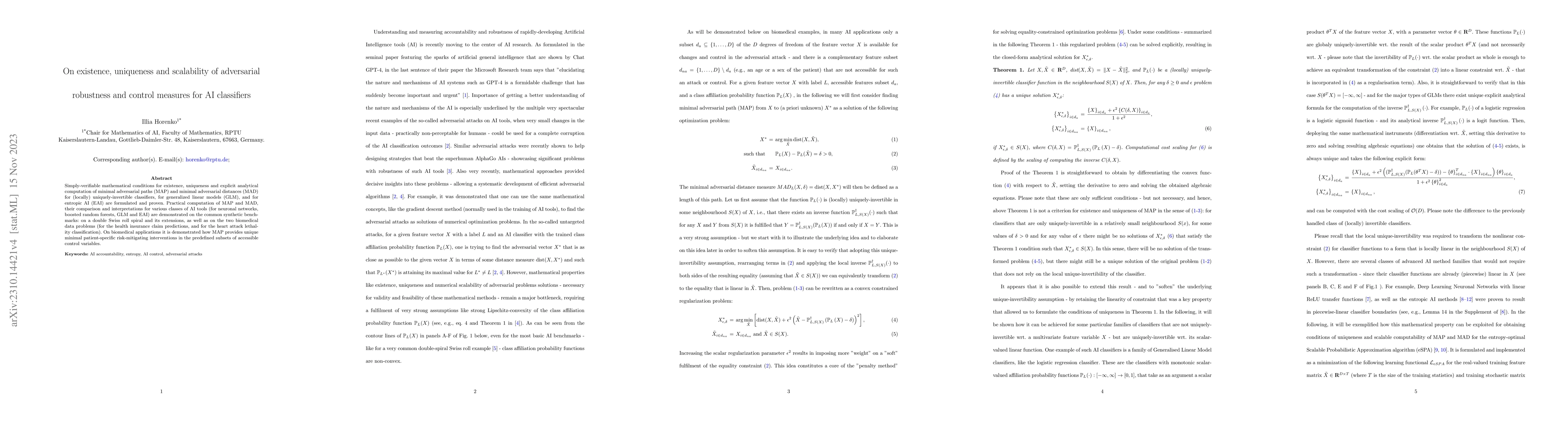Thumbnail for On existence, uniqueness and scalability of adversarial robustness
  measures for AI classifiers