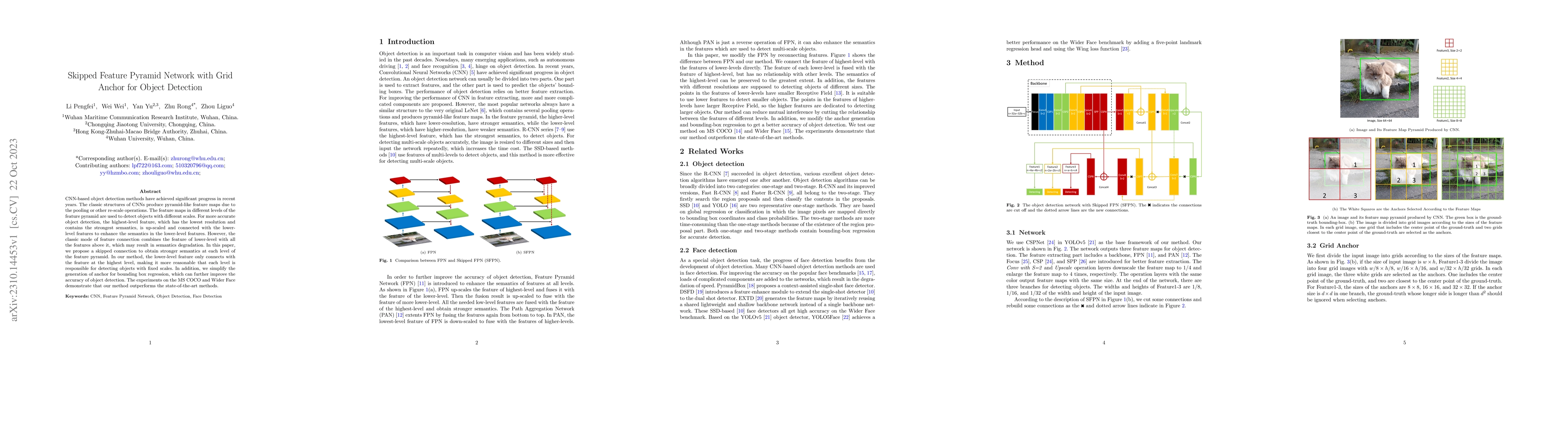 Thumbnail for Skipped Feature Pyramid Network with Grid Anchor for Object Detection