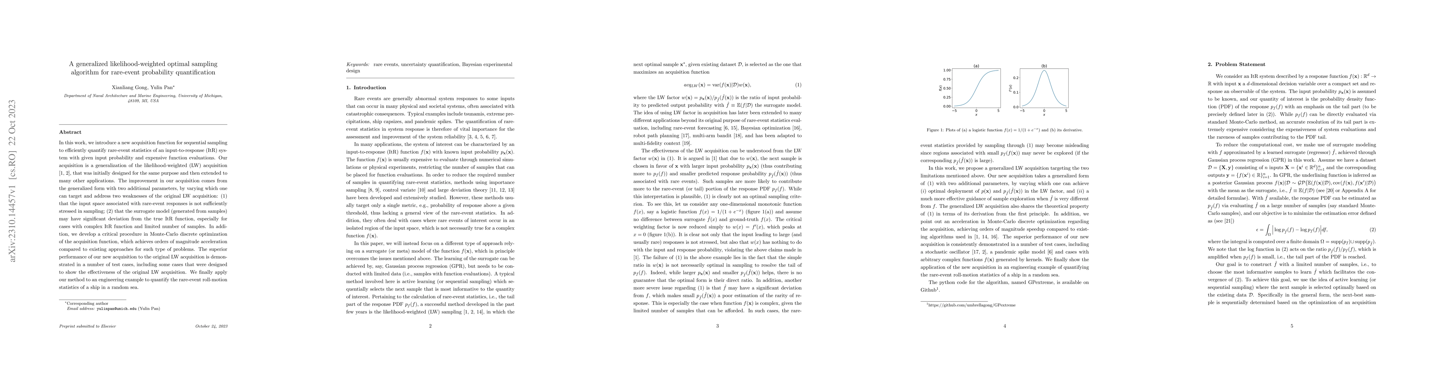 Thumbnail for A generalized likelihood-weighted optimal sampling algorithm for
  rare-event probability quantification