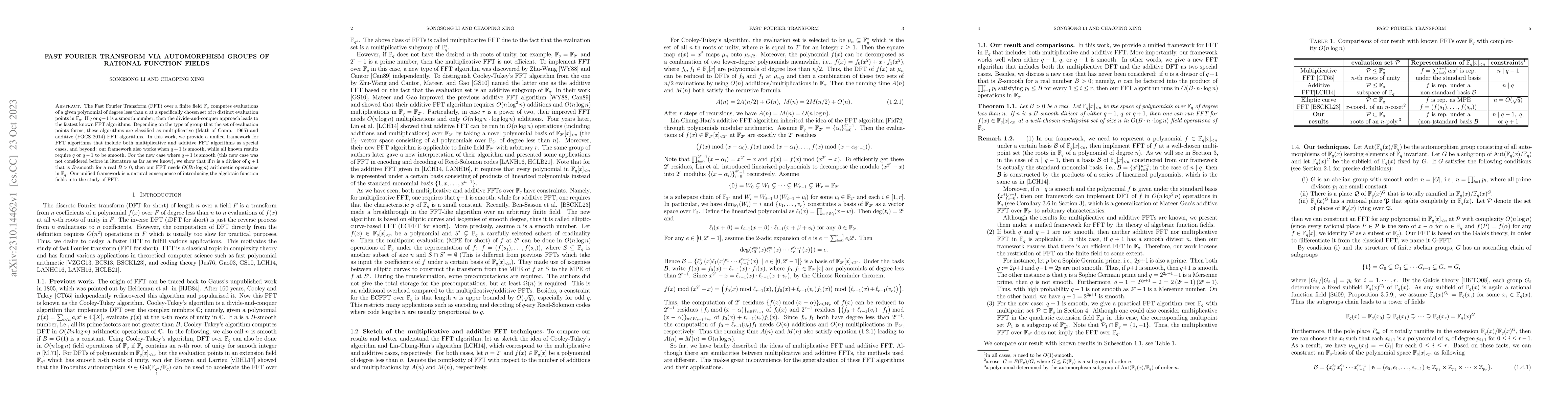 Thumbnail for Fast Fourier transform via automorphism groups of rational function
  fields