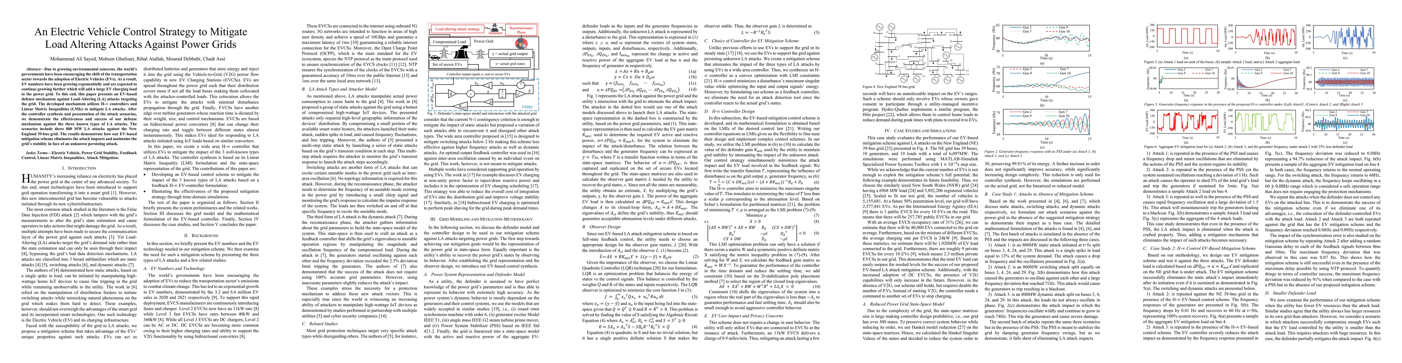 Thumbnail for An Electric Vehicle Control Strategy to Mitigate Load Altering Attacks
  Against Power Grids