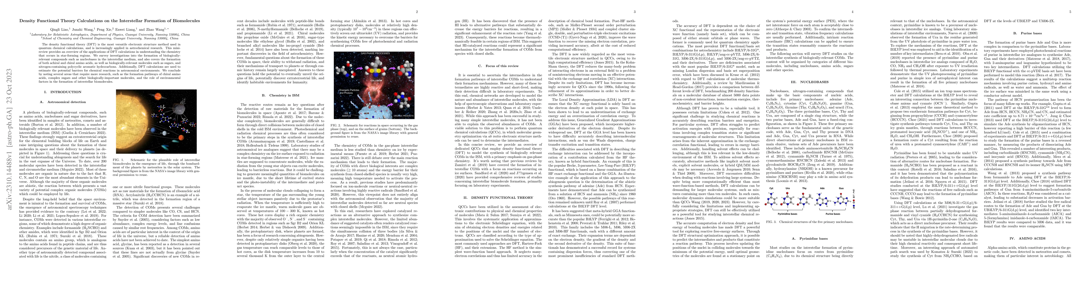 Thumbnail for Density Functional Theory Calculations on the Interstellar Formation of
  Biomolecules