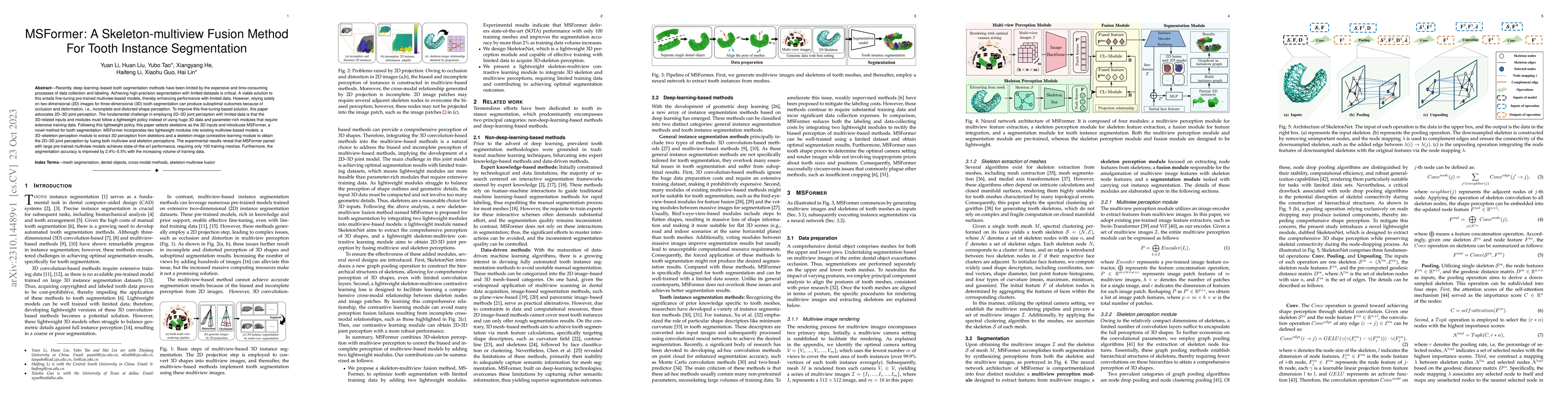 Thumbnail for MSFormer: A Skeleton-multiview Fusion Method For Tooth Instance
  Segmentation