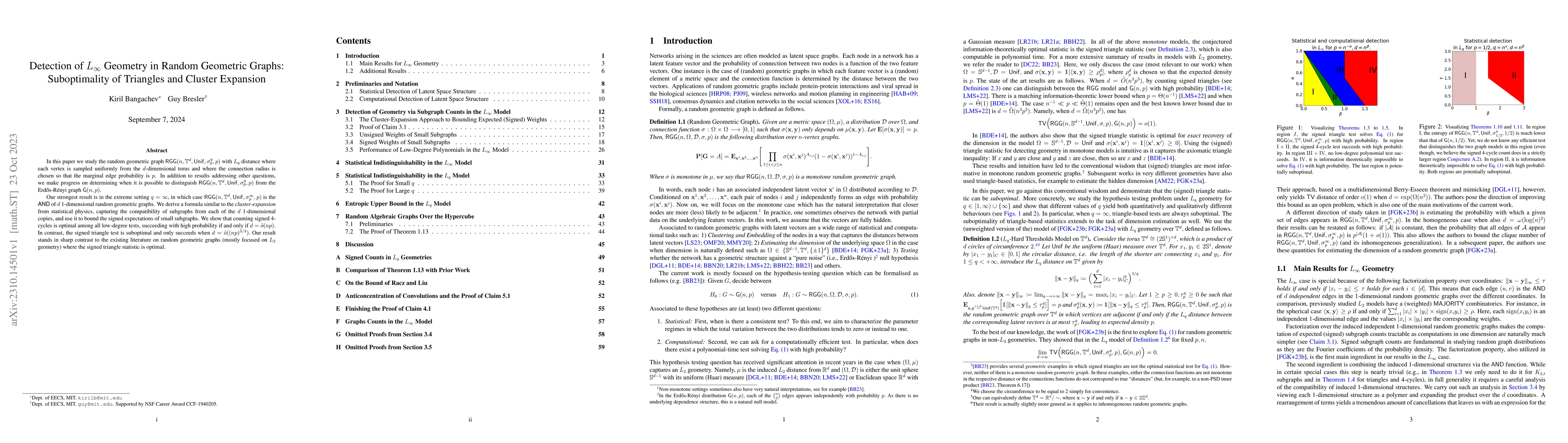 Thumbnail for Detection of $L_\infty$ Geometry in Random Geometric Graphs:
  Suboptimality of Triangles and Cluster Expansion