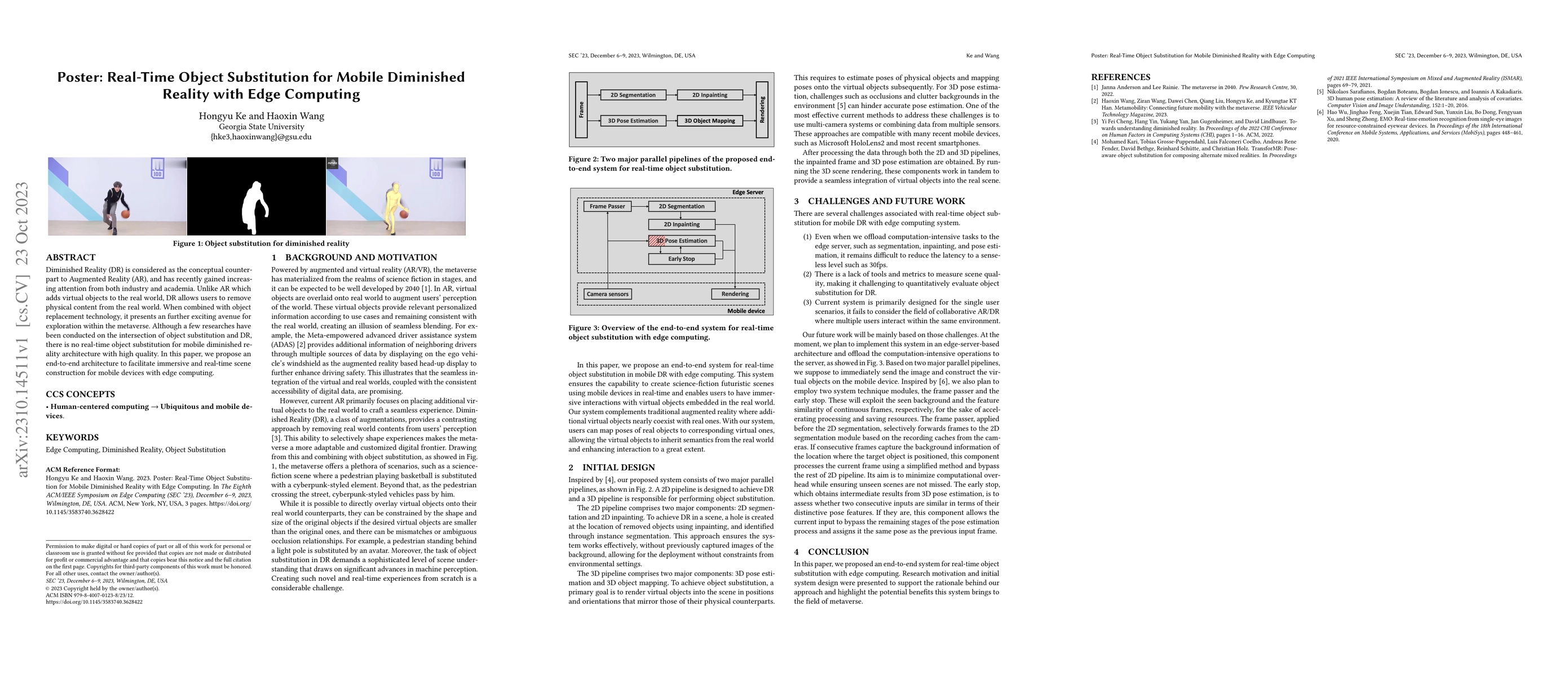 Thumbnail for Poster: Real-Time Object Substitution for Mobile Diminished Reality with
  Edge Computing