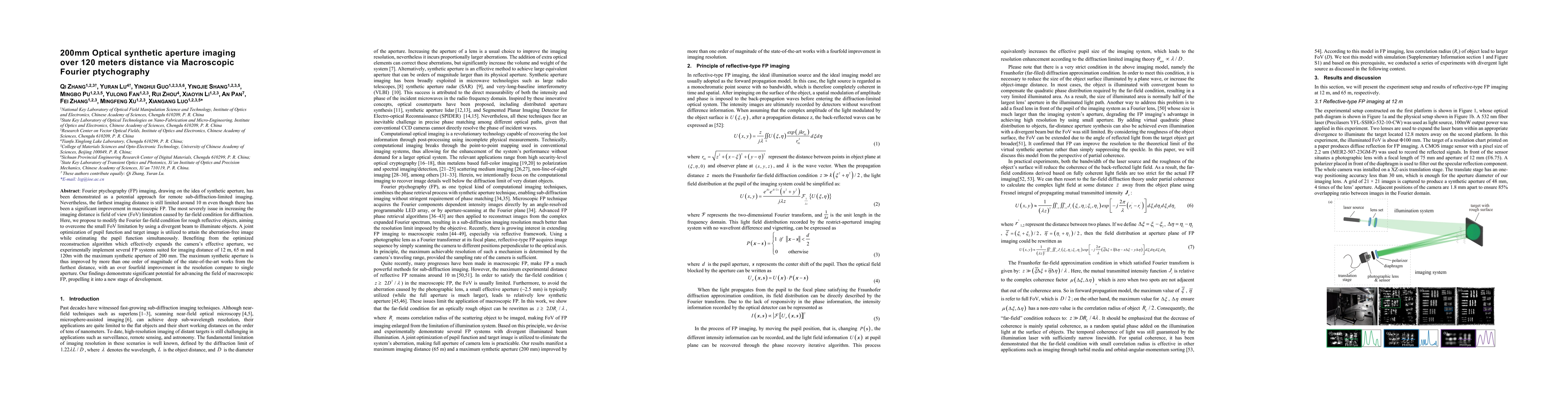 Thumbnail for First realization of macroscopic Fourier ptychography for hundred-meter
  distance sub-diffraction imaging