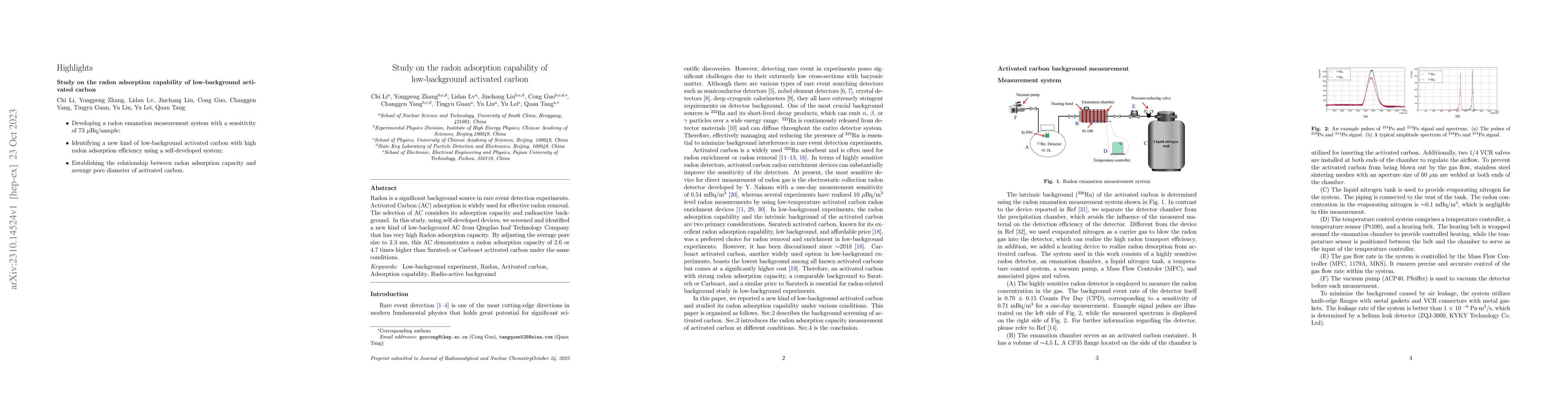 Thumbnail for Study on the radon adsorption capability of low-background activated
  carbon