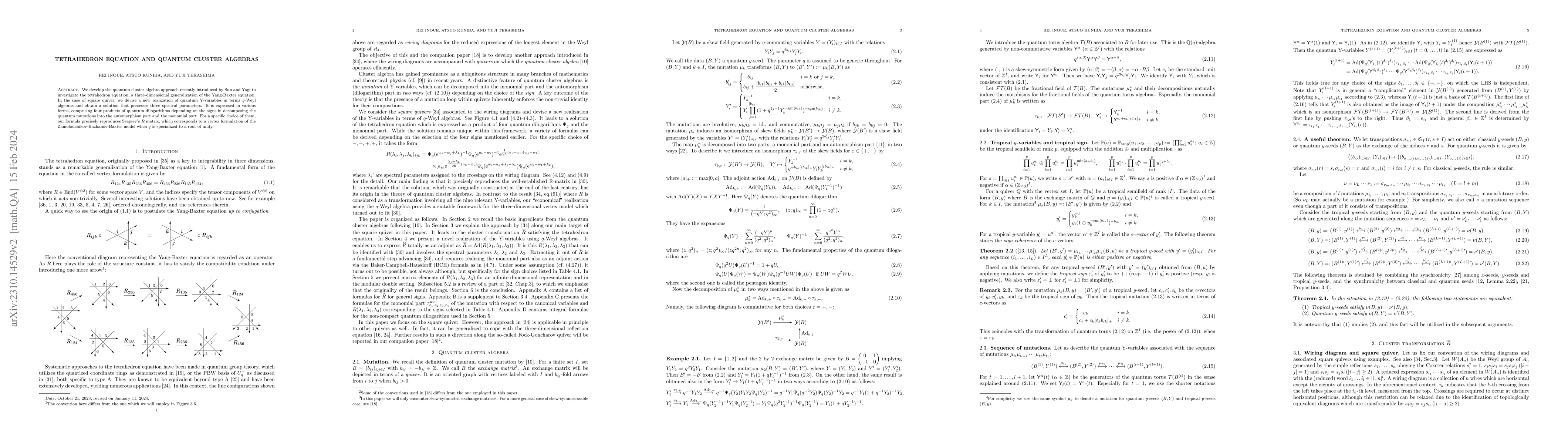 Thumbnail for Tetrahedron equation and quantum cluster algebras