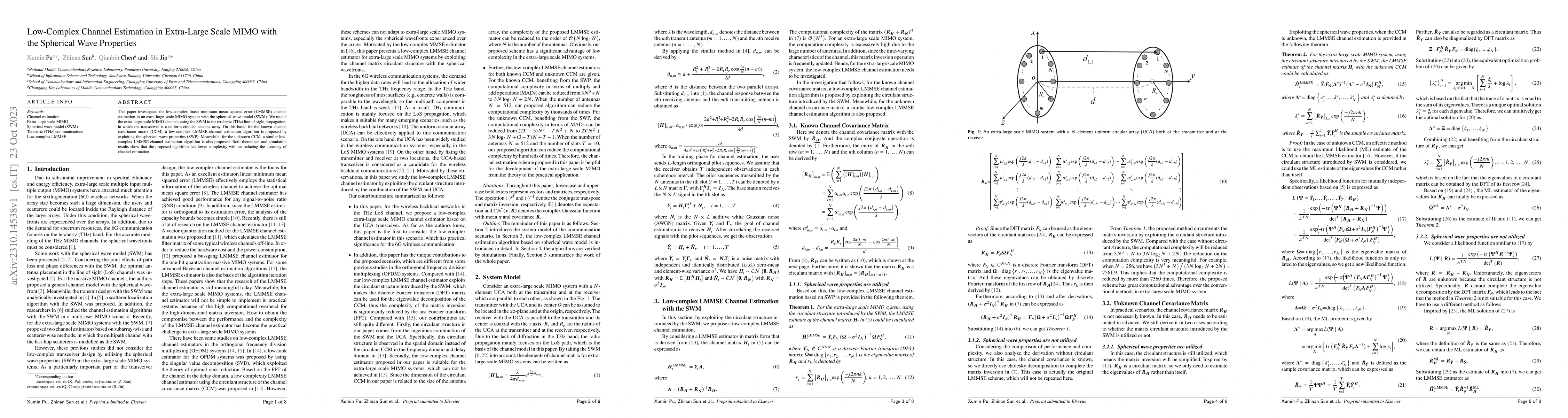 Thumbnail for Low-Complex Channel Estimation in Extra-Large Scale MIMO with the
  Spherical Wave Properties