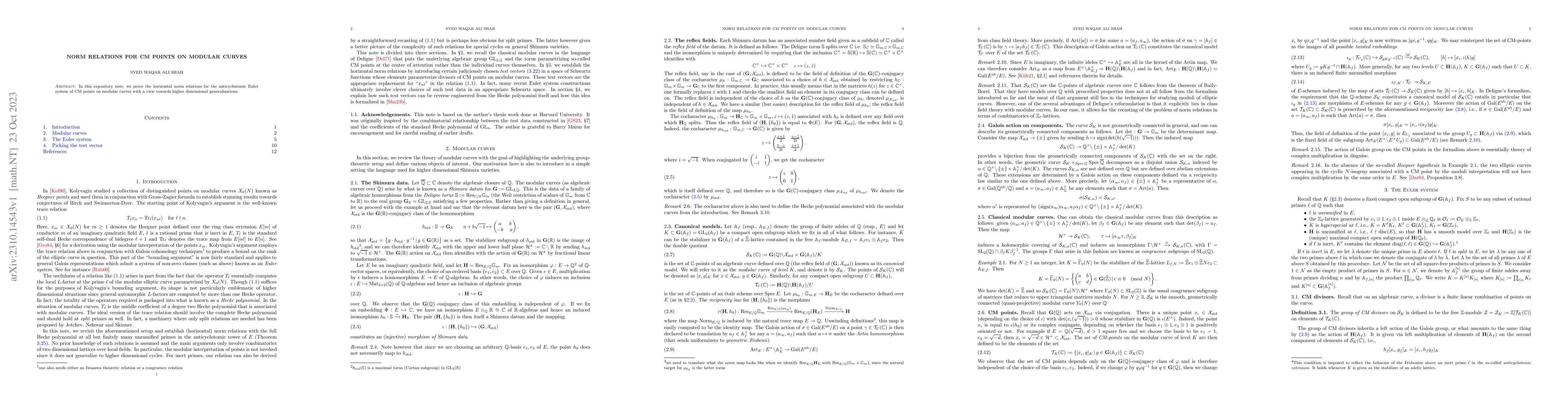 Thumbnail for Norm relations for CM points on modular curves