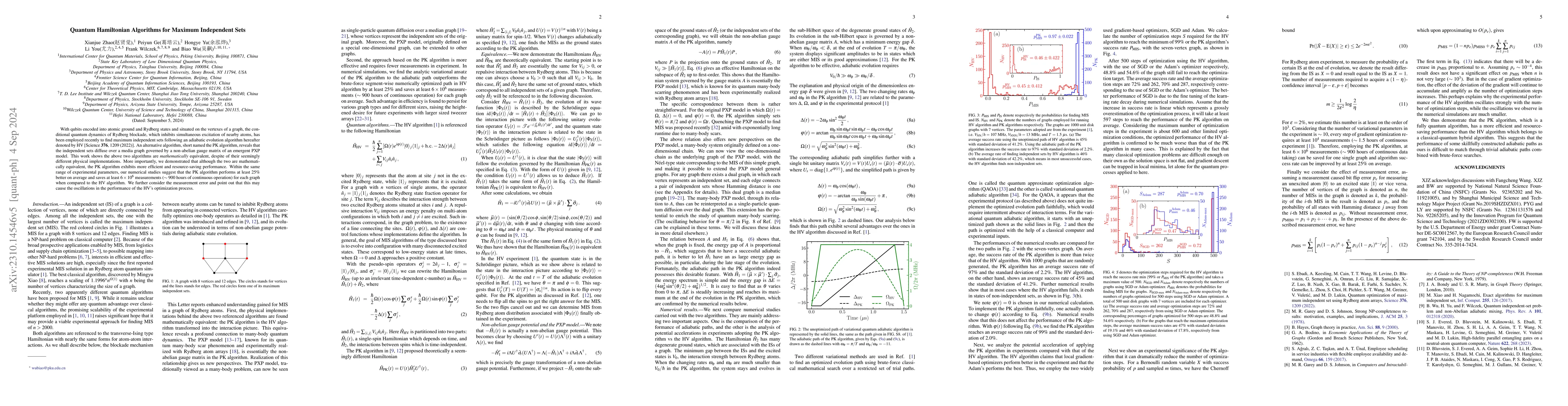 Thumbnail for Quantum Hamiltonian Algorithms for Maximum Independent Sets