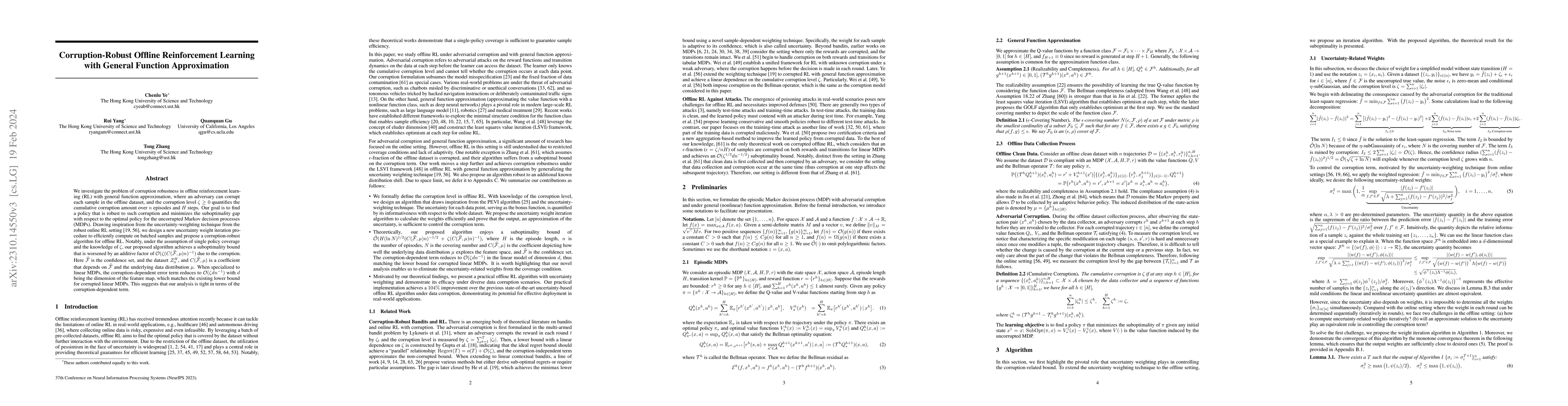 Thumbnail for Corruption-Robust Offline Reinforcement Learning with General Function
  Approximation