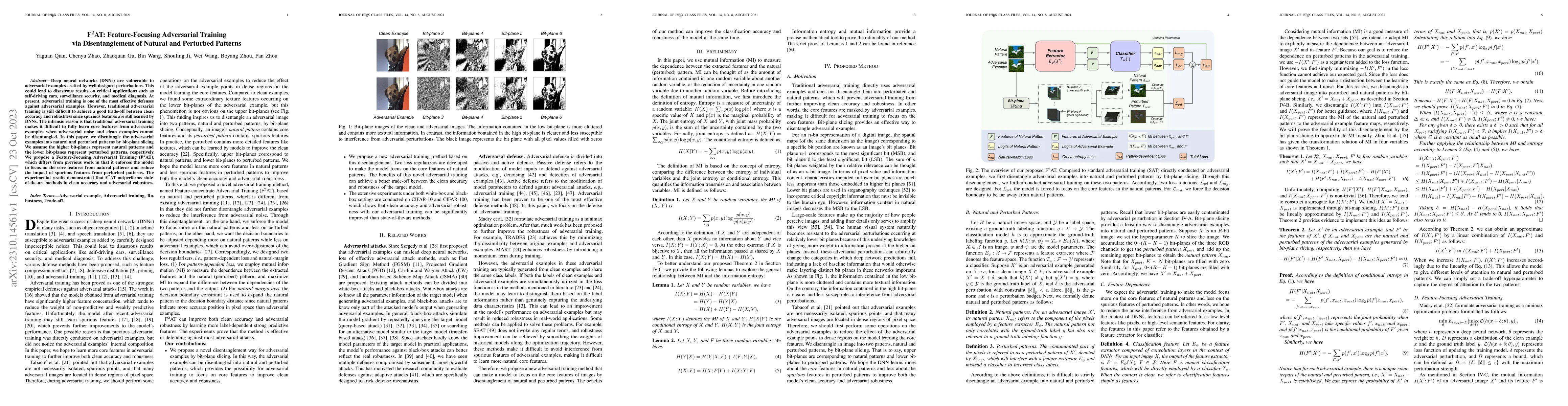 Thumbnail for F$^2$AT: Feature-Focusing Adversarial Training via Disentanglement of
  Natural and Perturbed Patterns