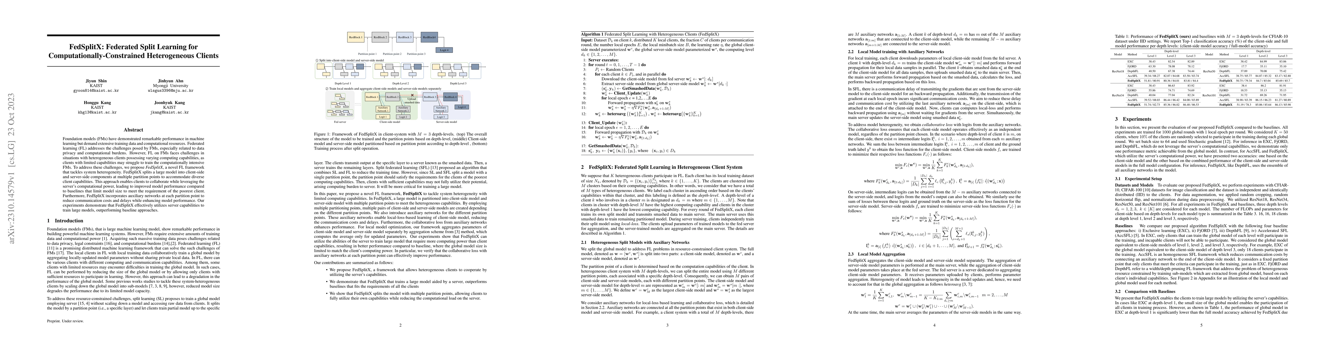 Thumbnail for FedSplitX: Federated Split Learning for Computationally-Constrained
  Heterogeneous Clients