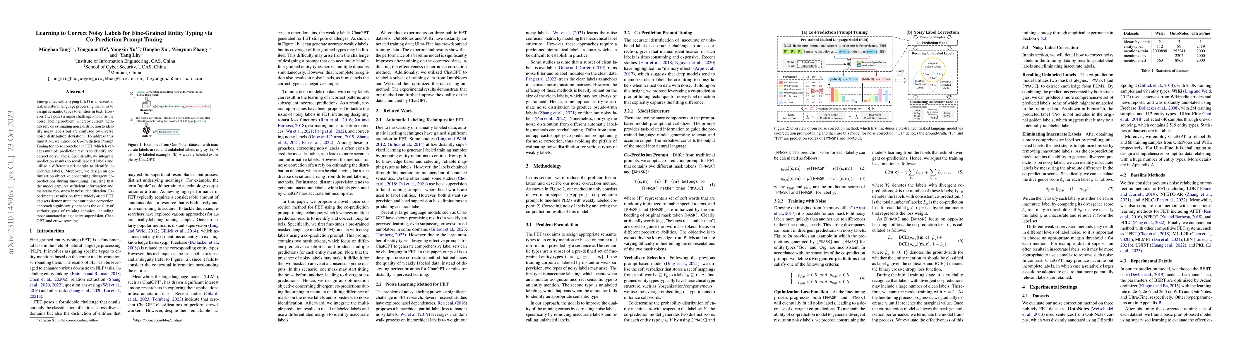 Thumbnail for Learning to Correct Noisy Labels for Fine-Grained Entity Typing via
  Co-Prediction Prompt Tuning