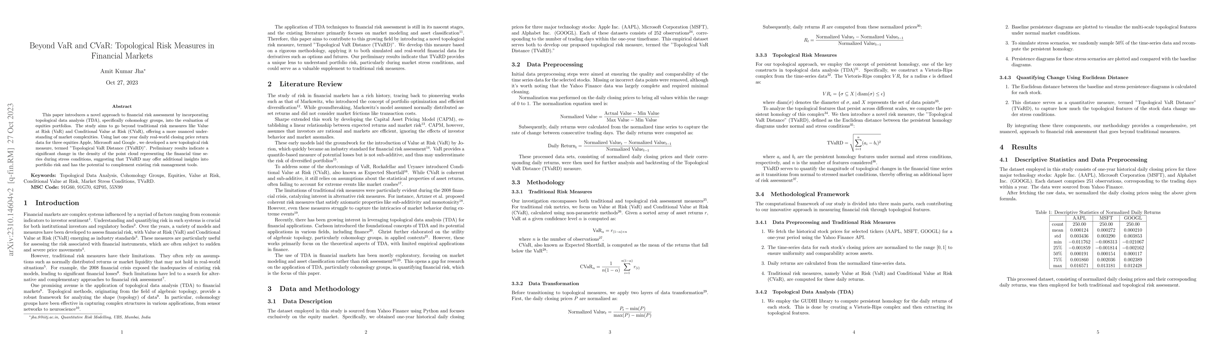 Thumbnail for Beyond VaR and CVaR: Topological Risk Measures in Financial Markets