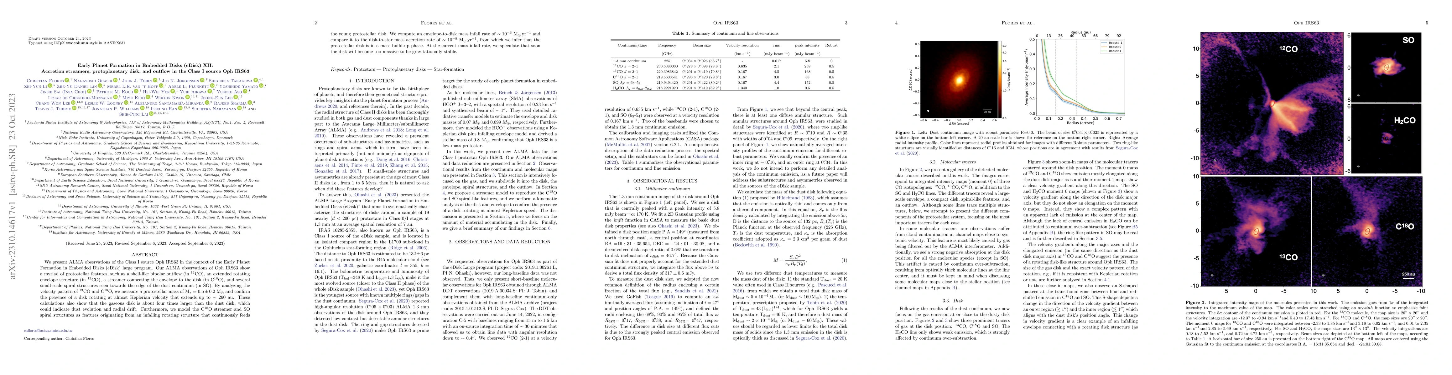 Thumbnail for Early Planet Formation in Embedded Disks (eDisk) XII: Accretion
  streamers, protoplanetary disk, and outflow in the Class I source Oph IRS63