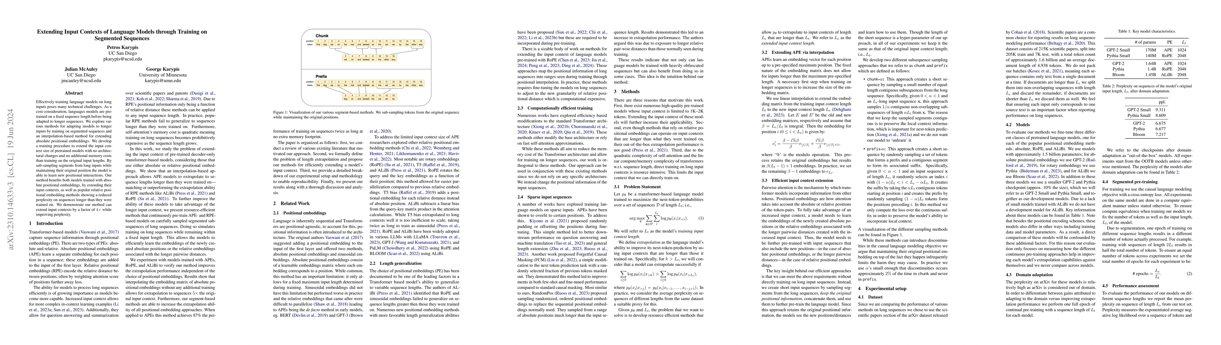 Thumbnail for Extending Input Contexts of Language Models through Training on
  Segmented Sequences