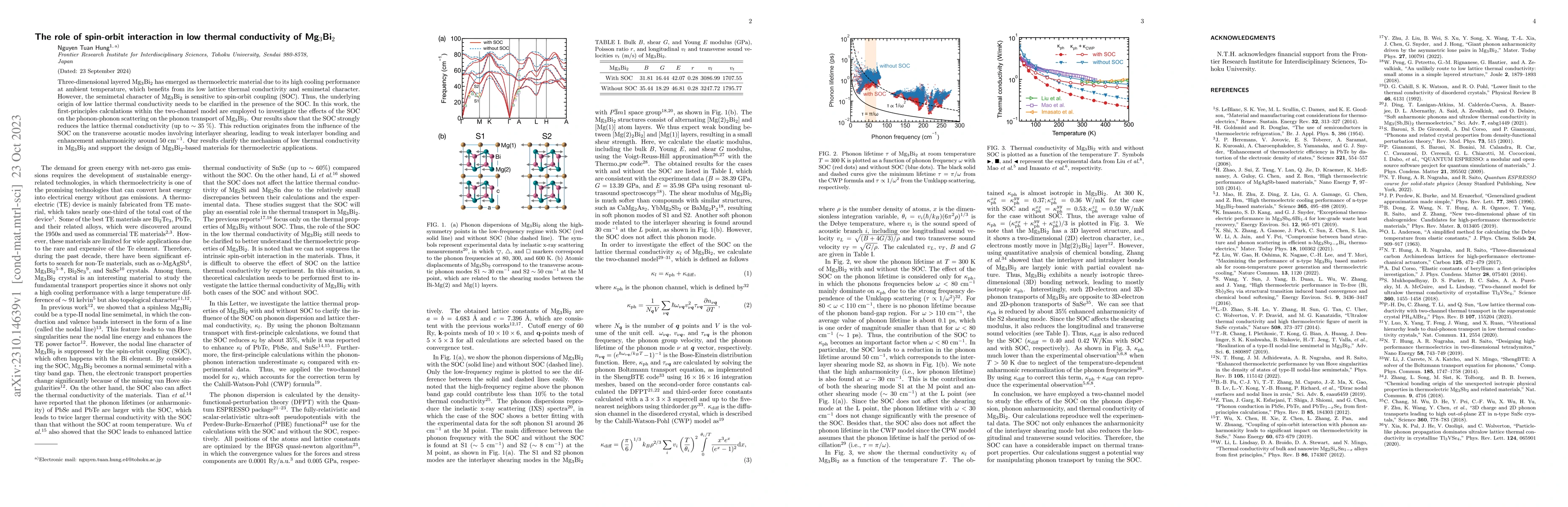 Thumbnail for The role of spin-orbit interaction in low thermal conductivity of
  Mg$_3$Bi$_2$