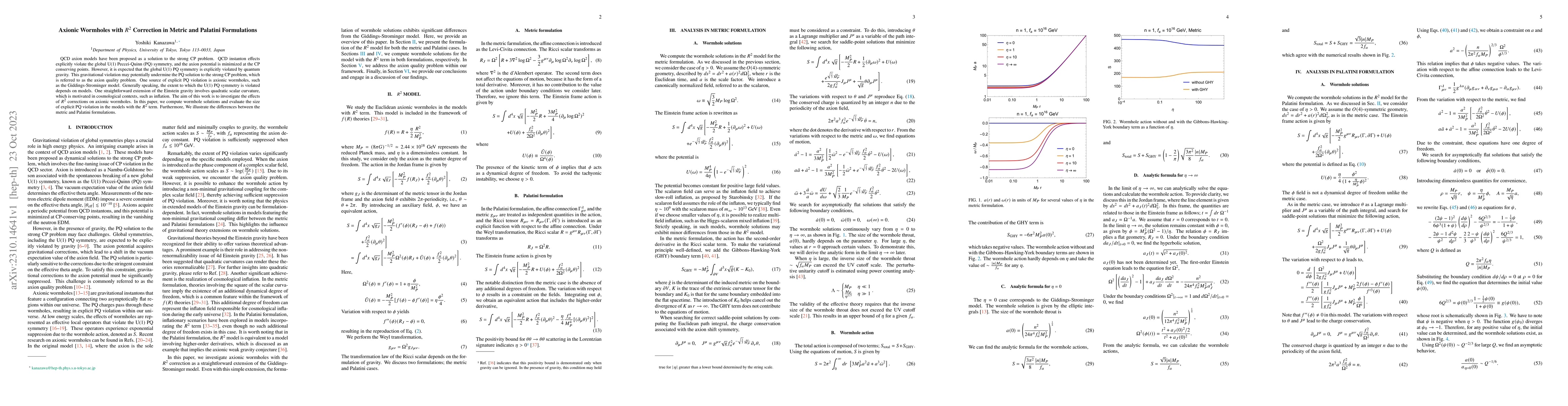 Thumbnail for Axionic Wormholes with $R^2$ Correction in Metric and Palatini
  Formulations