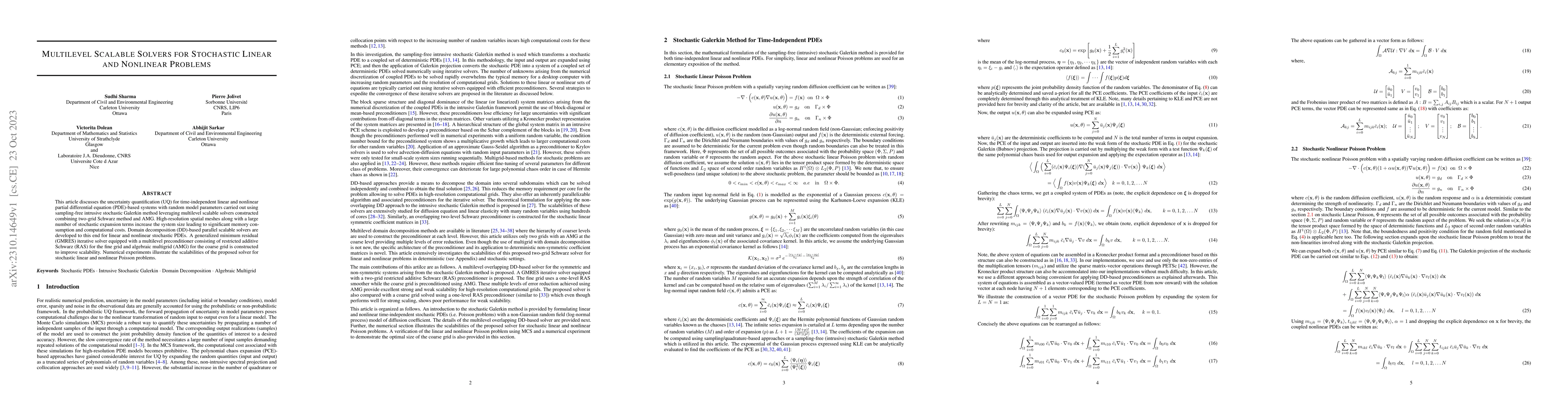 Thumbnail for Multilevel Scalable Solvers for Stochastic Linear and Nonlinear Problems