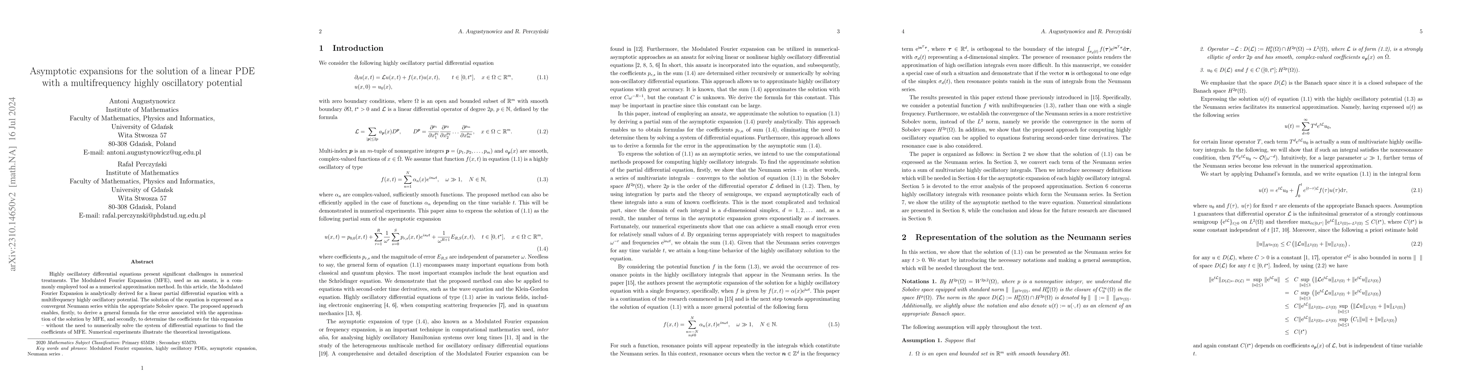 Thumbnail for Asymptotic expansions for the solution of a linear PDE with a
  multifrequency highly oscillatory potential
