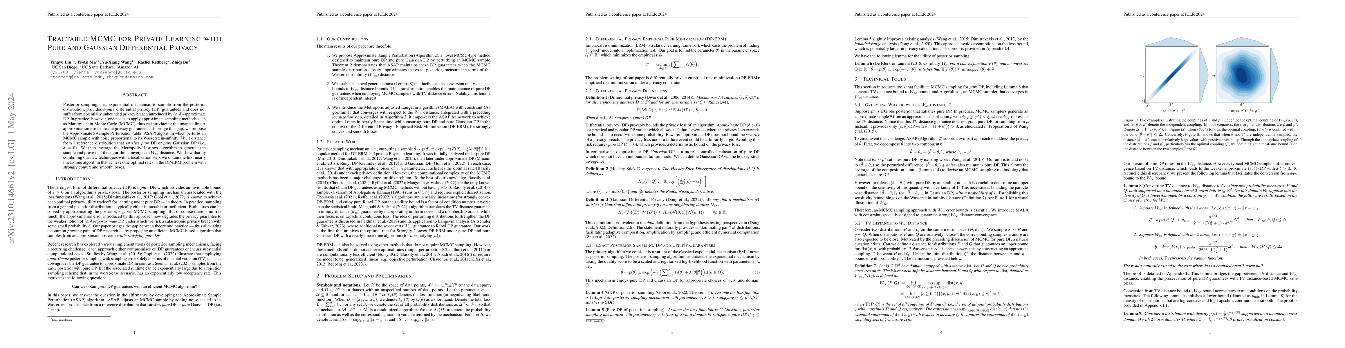 Thumbnail for Tractable MCMC for Private Learning with Pure and Gaussian Differential
  Privacy
