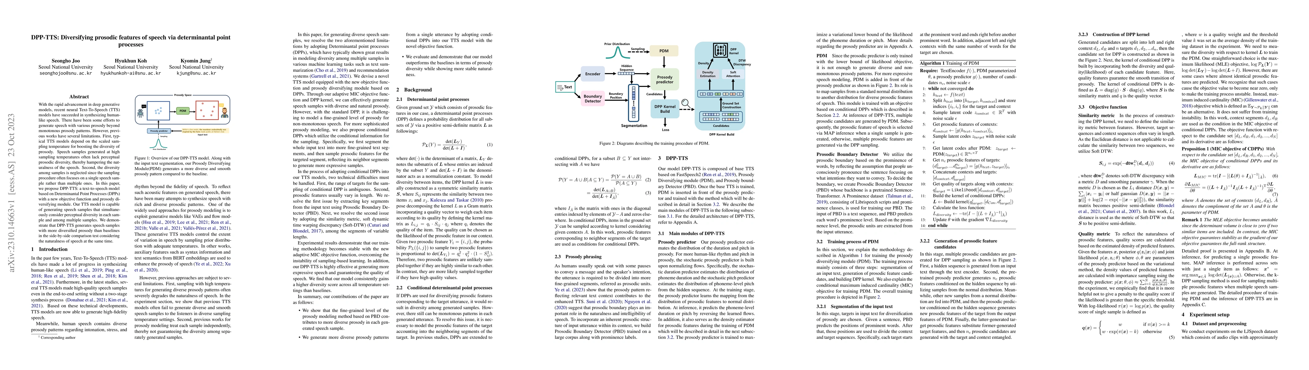 Thumbnail for DPP-TTS: Diversifying prosodic features of speech via determinantal
  point processes