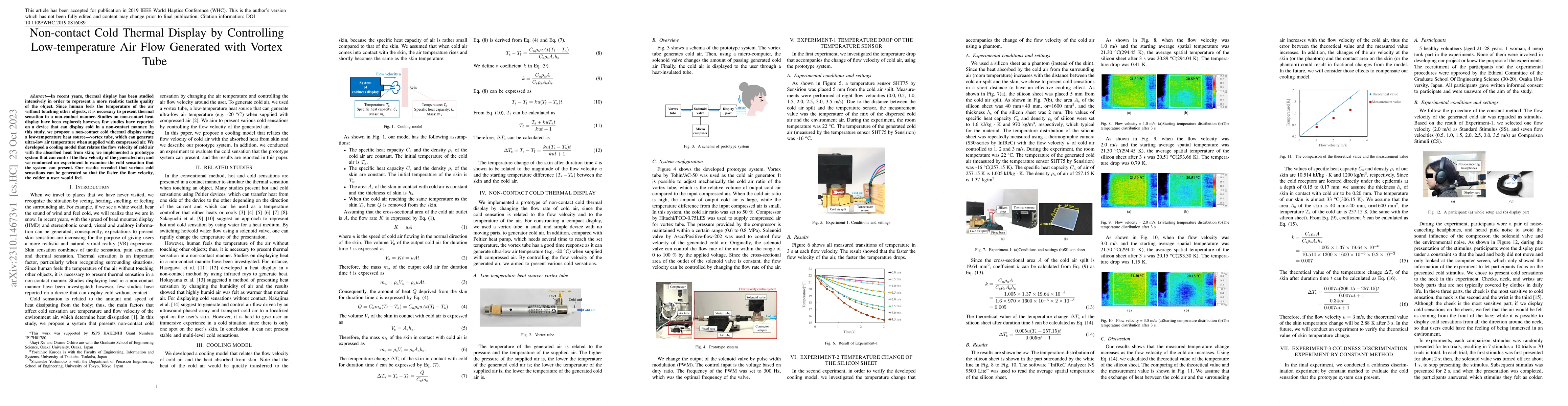 Thumbnail for Non-contact Cold Thermal Display by Controlling Low-temperature Air Flow
  Generated with Vortex Tube