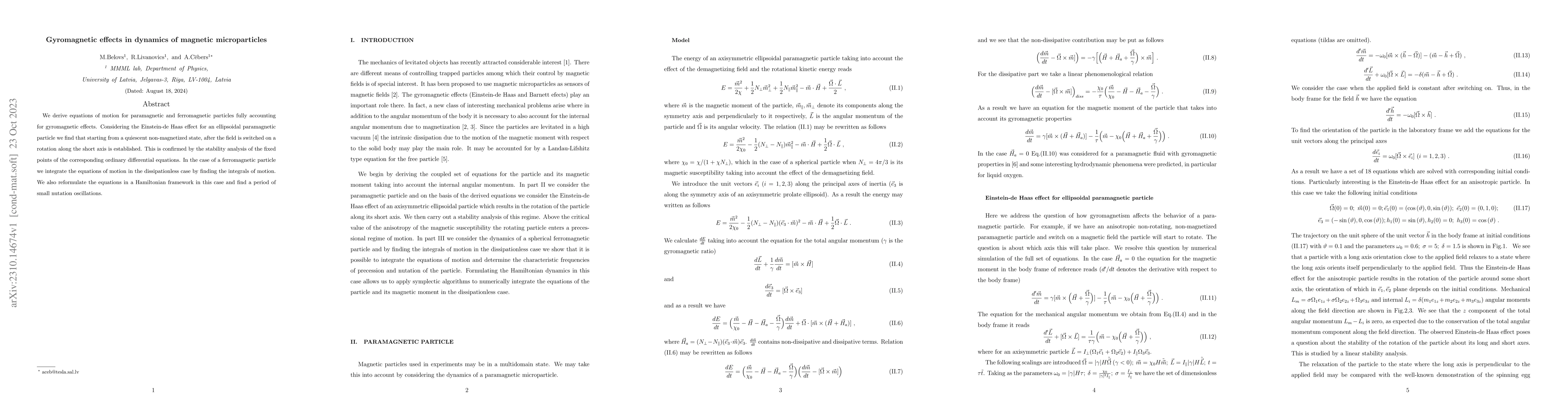 Thumbnail for Gyromagnetic effects in dynamics of magnetic microparticles