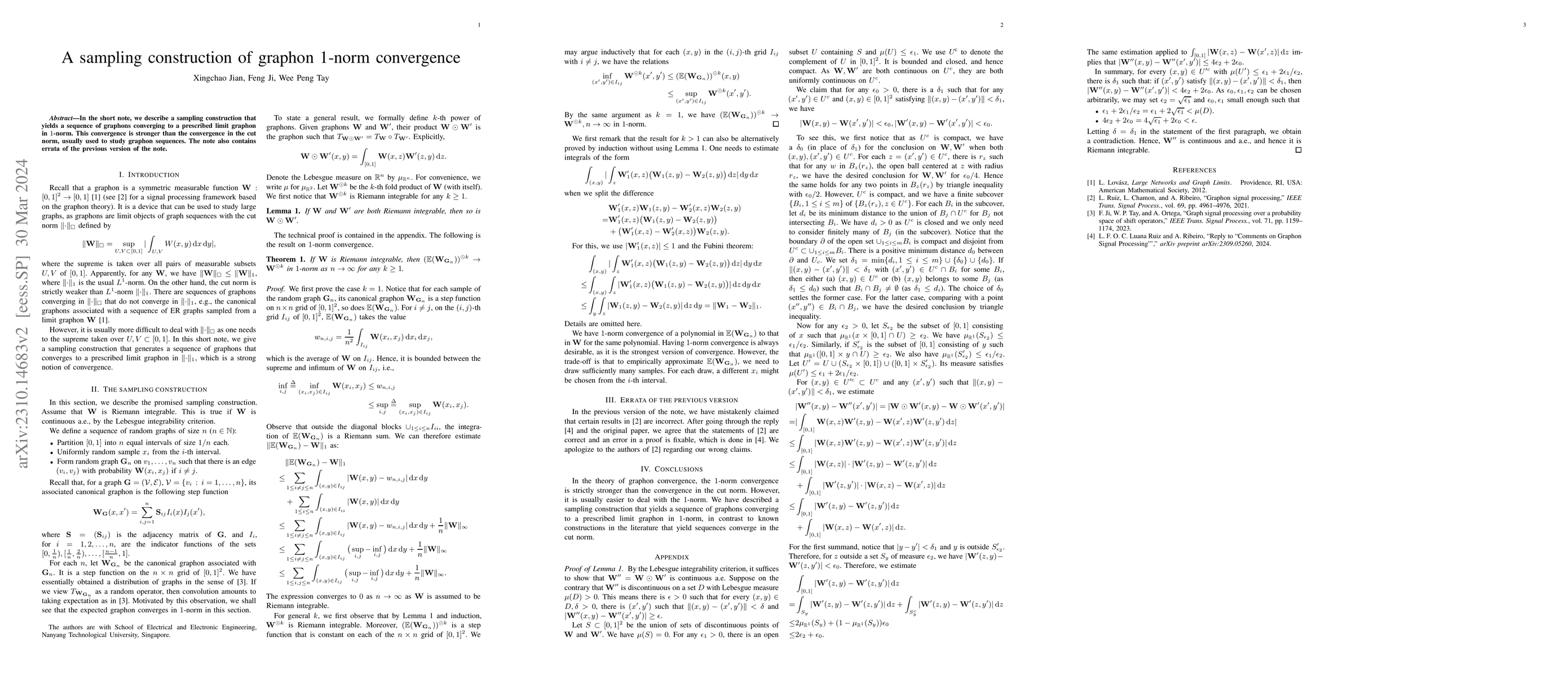 Thumbnail for A sampling construction of graphon 1-norm convergence