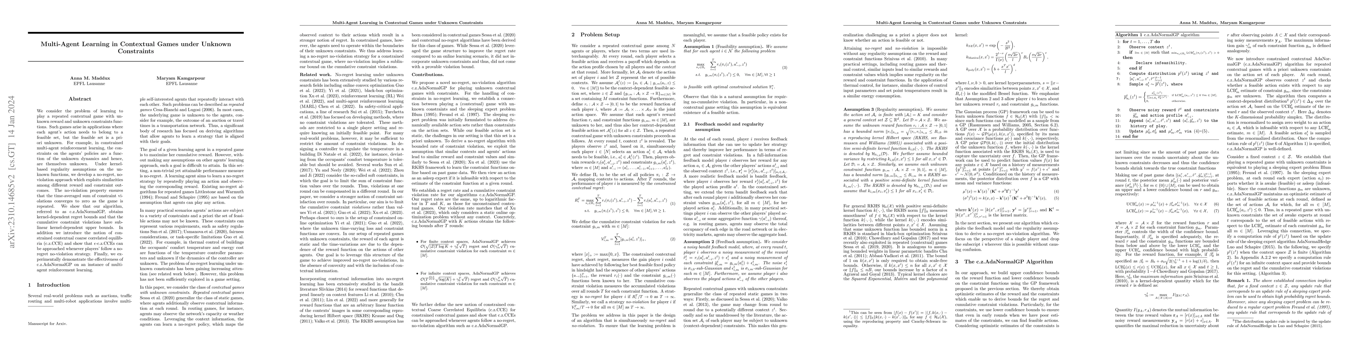 Thumbnail for Multi-Agent Learning in Contextual Games under Unknown Constraints