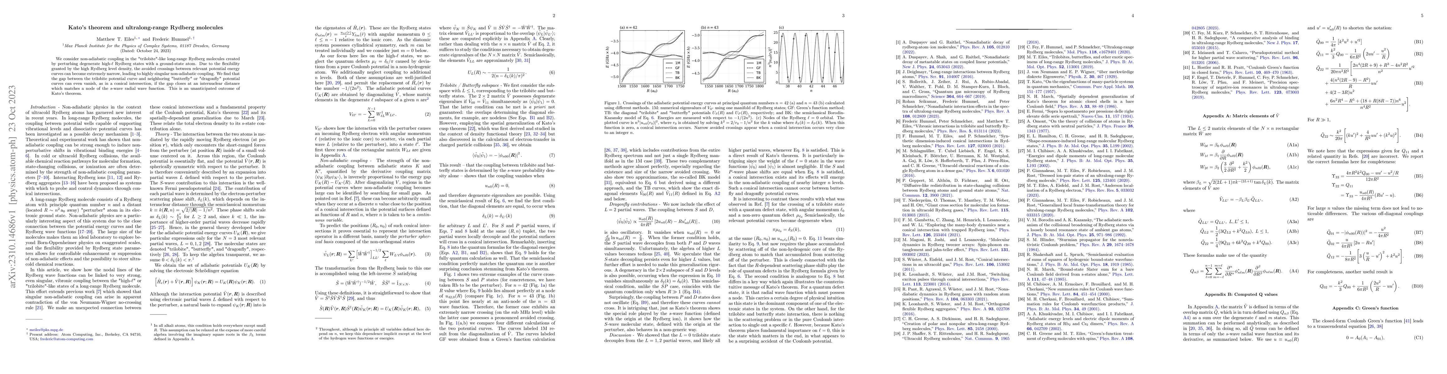 Thumbnail for Kato's theorem and ultralong-range Rydberg molecules