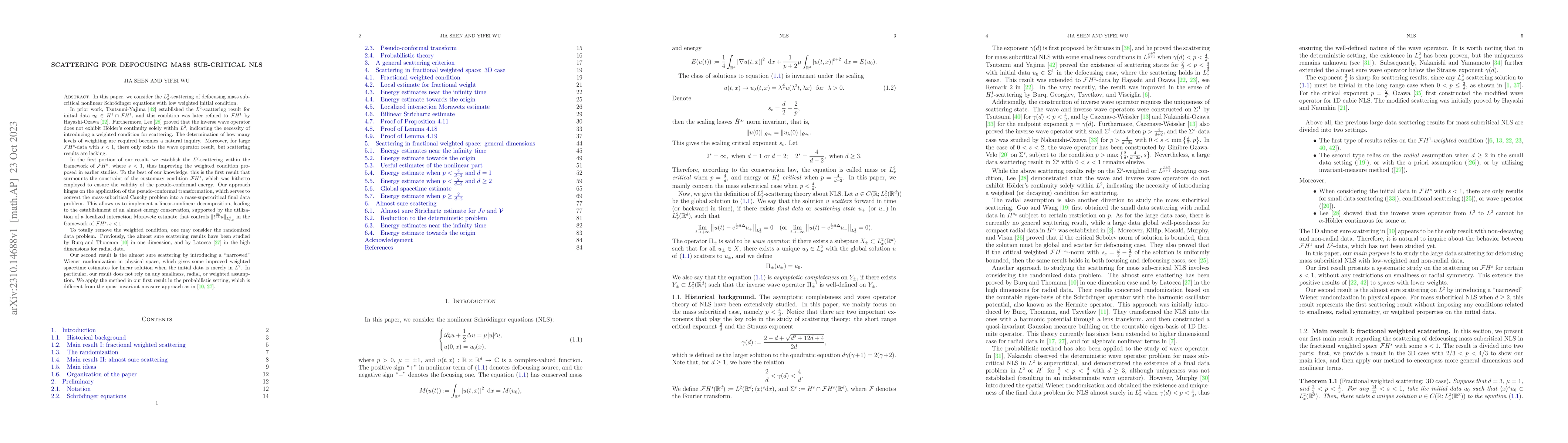 Thumbnail for Scattering for defocusing mass sub-critical NLS