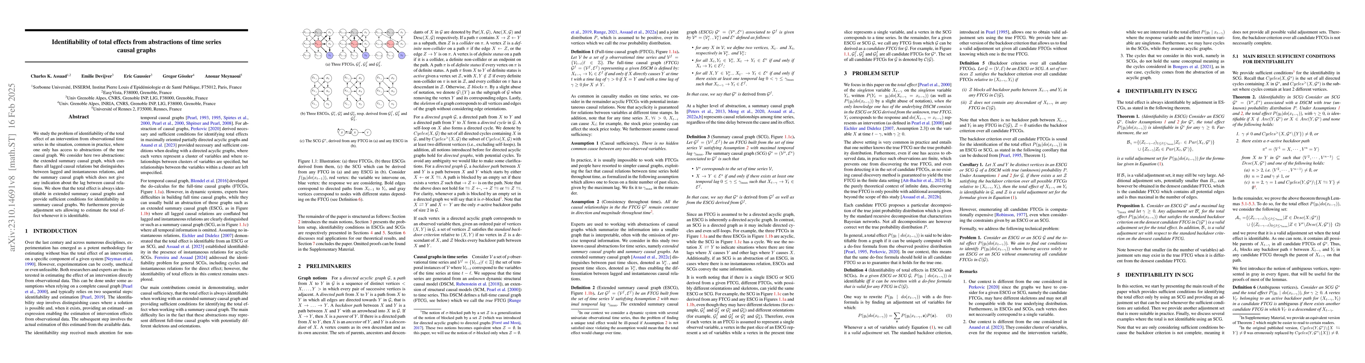 Thumbnail for Identifiability of total effects from abstractions of time series causal
  graphs