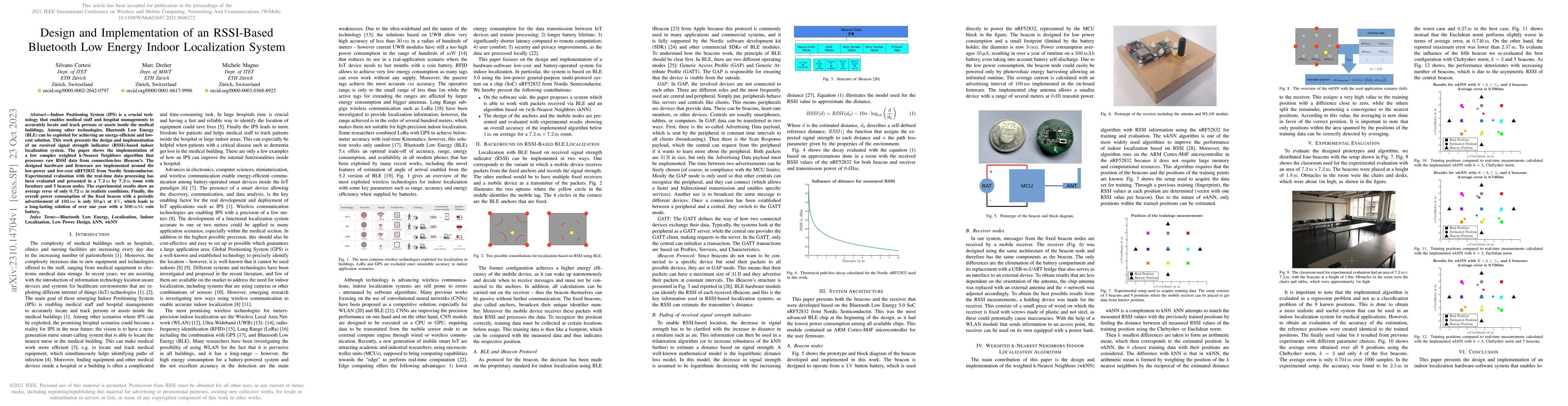 Thumbnail for Design and Implementation of an RSSI-Based Bluetooth Low Energy Indoor
  Localization System