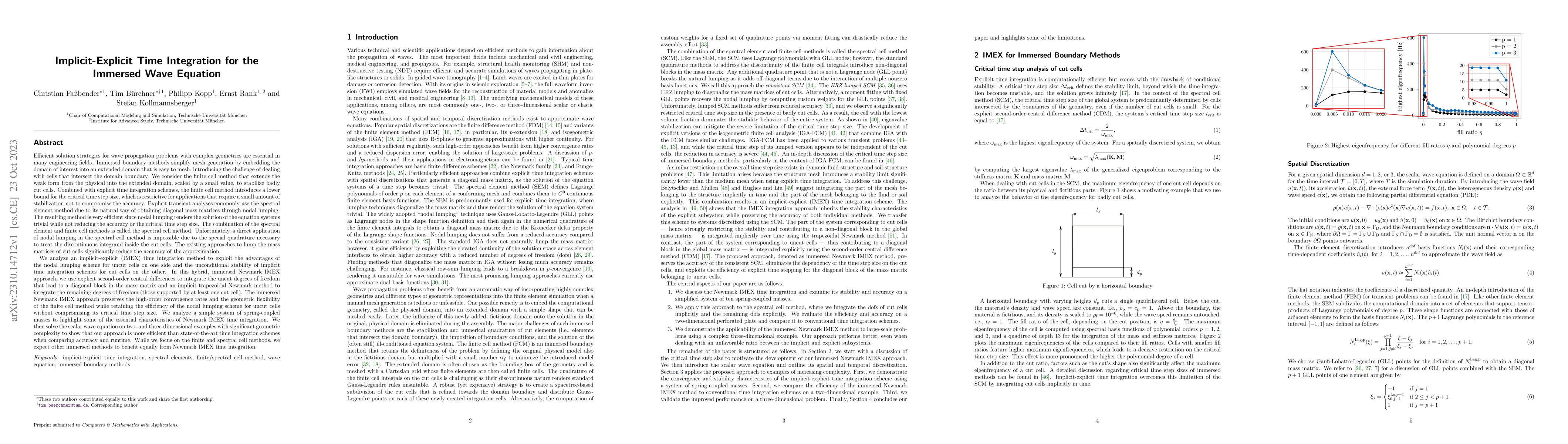 Thumbnail for Implicit-Explicit Time Integration for the Immersed Wave Equation