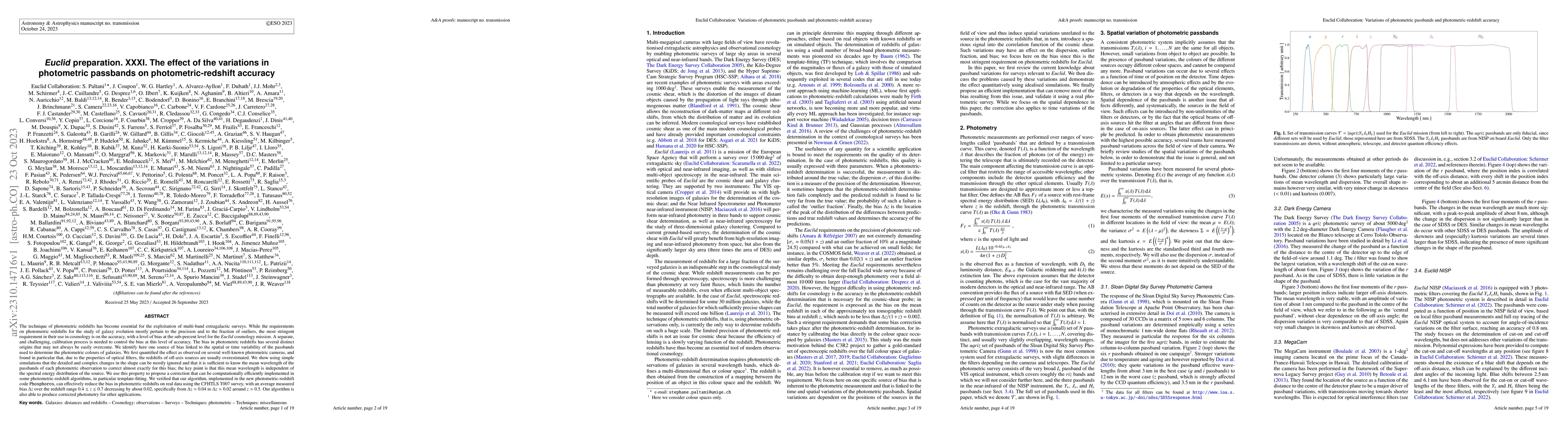 Thumbnail for Euclid preparation. XXXI. The effect of the variations in photometric
  passbands on photometric-redshift accuracy